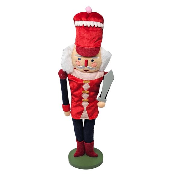 Simple Fabric Red Soldier Christmas 18" Nutcracker with Sword - Picture 5 of 5